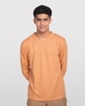 Shop Apricot Orange V-Neck Full Sleeve T-Shirt-Front
