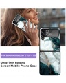 Shop Aqua Green Marble Premium Glass Case for Samsung Galaxy Z Flip4 5G (Shock Proof, Scratch Resistant)-Full