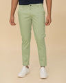 Shop Arca Green Slim Fit Cotton Chino Pants-Front
