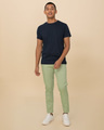 Shop Arca Green Slim Fit Cotton Chino Pants-Full