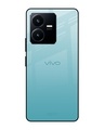 Shop Arctic Blue Premium Glass Case For Vivo Y22 (Shock Proof,Scratch Resistant)-Front