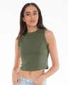 Shop Army Green Cropped Tank Top-Front