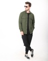 Shop Army Green Fleece Cargo Shirt