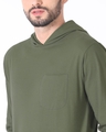 Shop Army Green Full Sleeve Pocket Hoodie T-Shirt