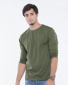 Shop Army Green Full Sleeve T-Shirt-Front