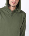 Shop Army Green Plain Henley Hoodies