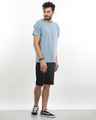 Shop Ash Blue Melange Half Sleeve T-Shirt-Full