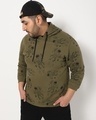 Shop Men's Olive Astronaut AOP Plus Size Hoodie-Front