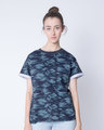 Shop Atlantic Blue Camouflage Boyfriend T-Shirt-Front