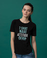 Shop Attitude Dekh Basic Round Hem T-Shirt-Front