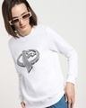 Shop Women's White Avengers 3D Typography Sweater-Front