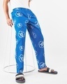 Shop Men's Blue All Over Avengers Broken Logo Printed Pyjamas-Front