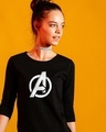 Shop Avengers Doodle Logo Round Neck 3/4th Sleeve T-Shirt (AVL)-Front