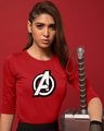 Shop Avengers Doodle Logo Round Neck 3/4th Sleeve T-Shirt (AVL)-Front