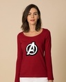 Shop Avengers Doodle Logo Scoop Neck Full Sleeve T-Shirt (AVL)-Front