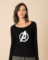 Shop Avengers Doodle Logo Scoop Neck Full Sleeve T-Shirt (AVL)-Front