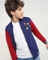 Shop Men's Blue & Red Avengers Hero Badge Color Block Zipper Sweatshirt-Front