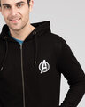 Shop Avengers Logo Badge Zipper Hoodie-Front
