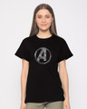 Shop Avengers Logo Distressed Boyfriend T-Shirt (AVL)-Front
