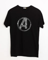 Shop Avengers Logo Distressed Half Sleeve T-Shirt (AVL)-Front