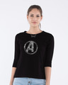 Shop Avengers Logo Distressed Round Neck 3/4th Sleeve T-Shirt (AVL)-Front