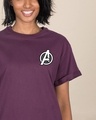 Shop Avengers Printed Badge Boyfriend T-Shirt (AVL)-Front