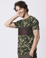 Shop Avengers Varsity Half Sleeve Color Block Camo T-Shirt Olive Camo  (AVL)