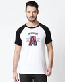 Shop Avengers Varsity Half Sleeve Raglan T-Shirt White-Black (AVL)-Front