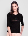Shop Avg Hereos Outline Round Neck 3/4th Sleeve T-Shirt (AVL) Black-Front