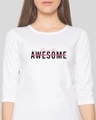 Shop Awesomeness Alert 3/4th Sleeve Slim Fit T-Shirt-Front