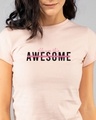 Shop Awesomeness Alert Half Sleeve Printed T-Shirt Seashell Pink-Front