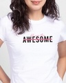 Shop Awesomeness Alert Half Sleeve Printed T-Shirt White-Front