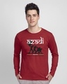 Shop Azadi-Birth Right Full Sleeve T-Shirt - Bold Red-Front