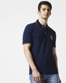 Shop B12 Baleine Blue Half Sleeve Tipping polo T-Shirt-Front