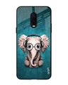 Shop Baby Elephant Printed Premium Glass Cover for OnePlus 6T (Shock Proof, Lightweight)-Front