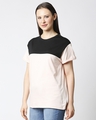 Shop Baby Pink-Black Color Block Boyfriend T-Shirt-Design