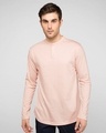 Shop Baby Pink Full Sleeve Henley T-Shirt-Front