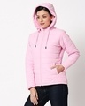 Shop Baby Pink Plain Puffer Jacket with Detachable Hood-Design