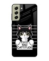 Shop Bad Cat Attitude Premium Glass Case for Samsung Galaxy S21 FE 5G (Shock Proof, Scratch Resistant)-Front