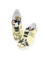 Shop Women's Beige Hand Painted Travel the World Sneakers-Front