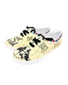 Shop Women's Beige Hand Painted Travel the World Sneakers-Full