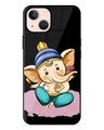 Shop Bal Ganesh Vector Art Premium Glass Case for Apple Iphone 13 Mini (Shock Proof,Scratch Resistant)-Front