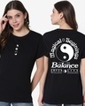 Shop Women's Black Balance Is The Key Graphic Printed Boyfriend T-shirt-Front