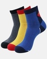 Shop Pack of 3 Men's Justice League Cotton High Ankle Sports Rib Socks-Front