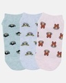 Shop Pack of 3 Women's Powerpuff Girls Low Cut Cotton Socks-Front