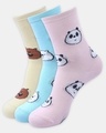 Shop Pack of 3 We Bare Bears High ankle Socks Combo For Women-Front