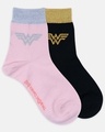 Shop Pack of 2 Justice League Wonder Woman Stud Styled Free Size High Ankle Socks