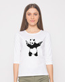 Shop Banksy Panda Round Neck 3/4th Sleeve T-Shirt-Front