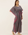 Shop Women Black Printed Kaftan Night Dress-Full