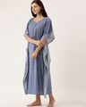 Shop Women Blue Printed Kaftan Night Dress-Design